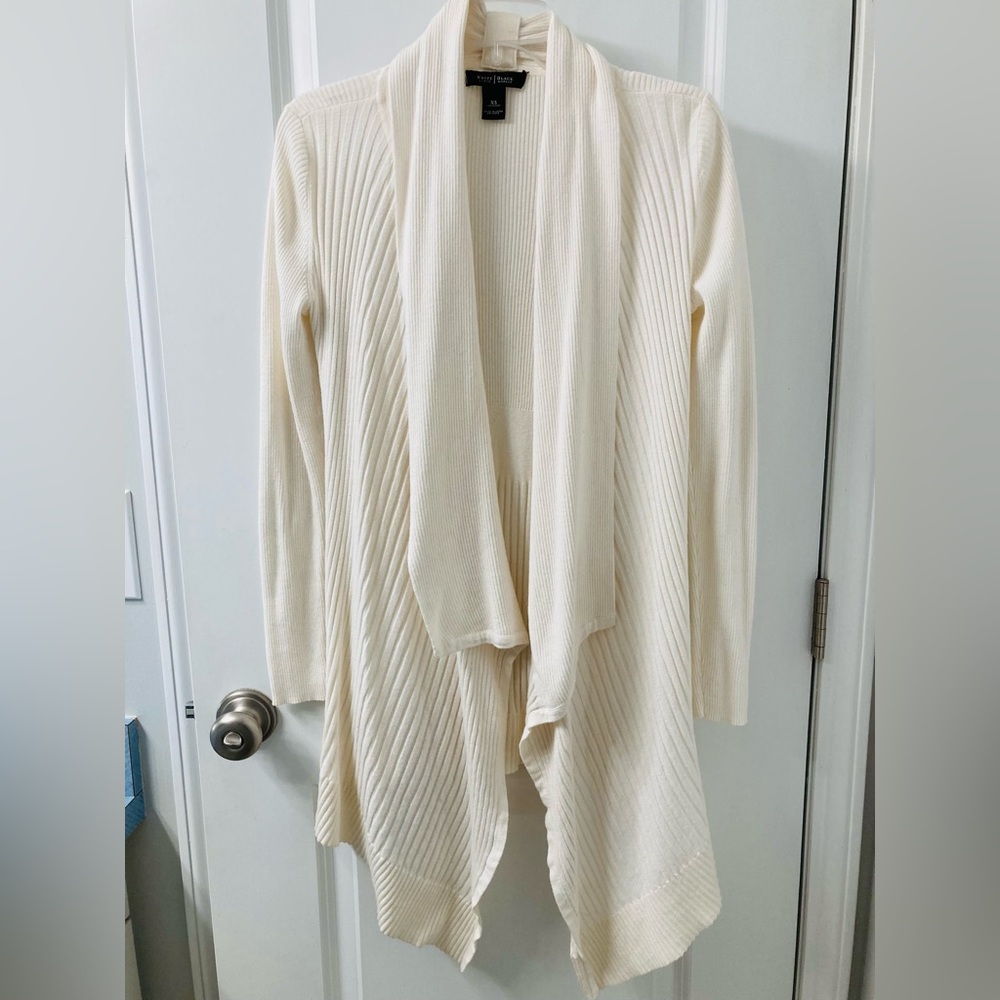 WHBM knit sweater. Size xsmall runs like S. Creamy white.silver button.